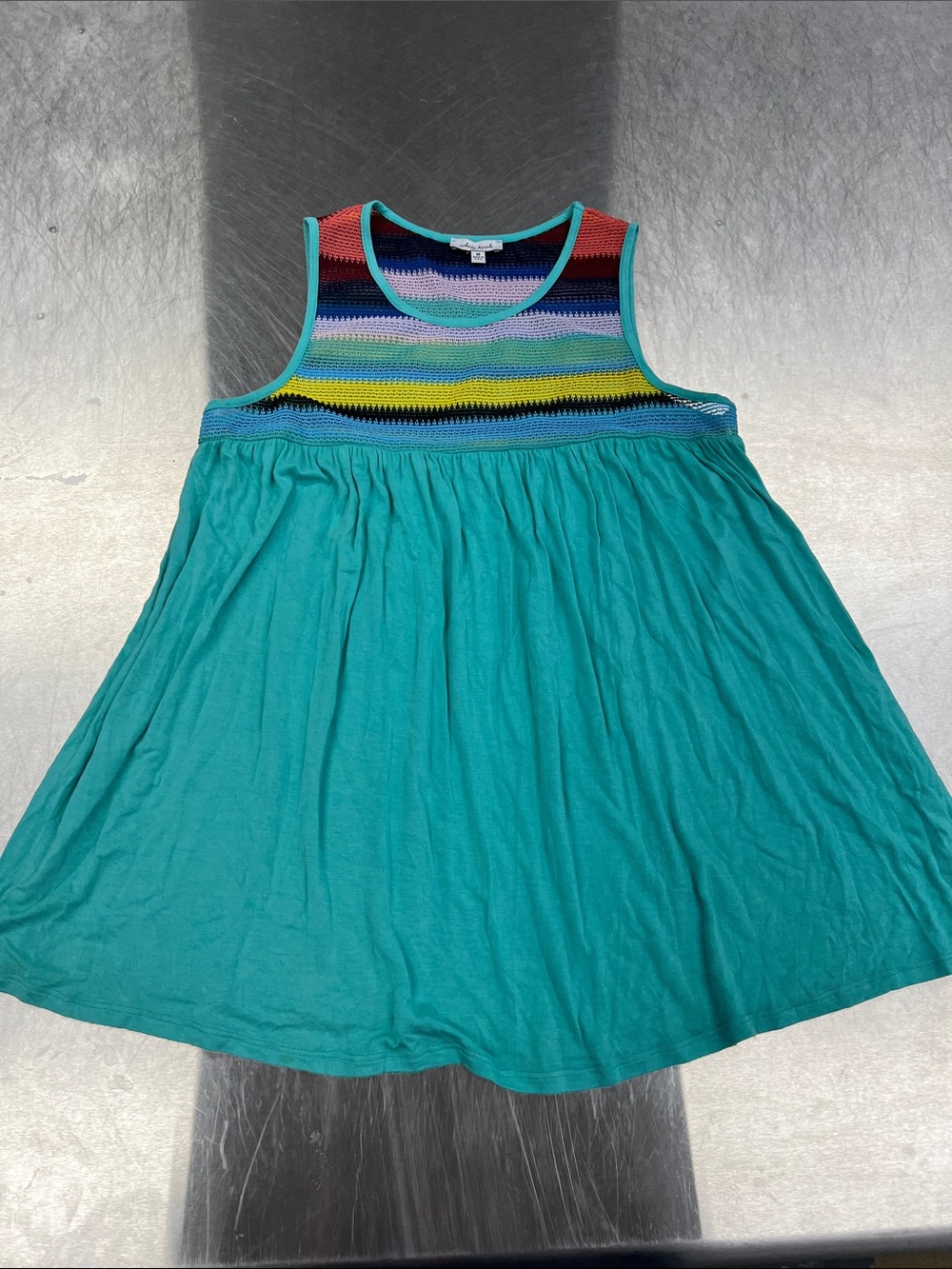 white birch Turquoise-Trim Multicolor Crochet Top Women’s M